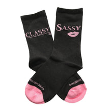 Load image into Gallery viewer, Classy Sassy Fun Women&#39;s Bamboo Sock Novelty Gift Crew Length Size 6-10 Hidden Comments Socks Gift ideas for friends Gift ideas for Christmas Gift idea for working women
