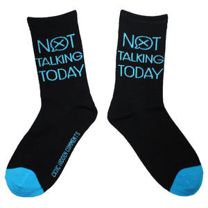 Not Talking Today Women's Bamboo Fun Socks with sayings. Crew Length Size 6-10 Hidden Comments Socks